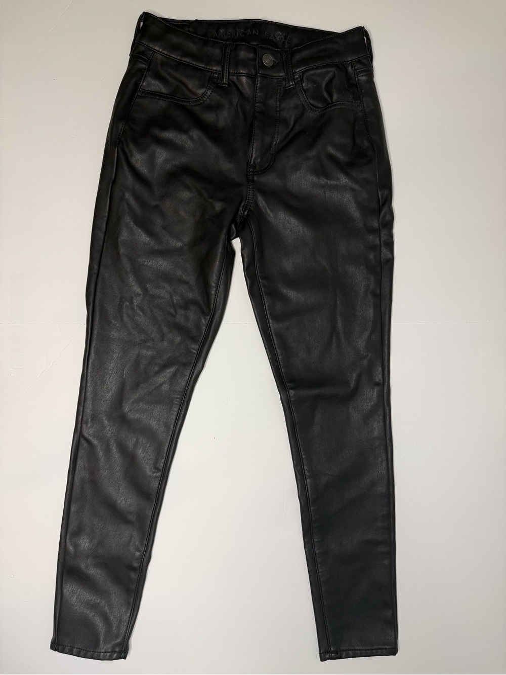 American Eagle Outfitters Black Faux Leather Skinny Jeans